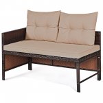 Costway 3PC Patio Sofa Set Outdoor Sectional Conversation Set Rattan Wicker