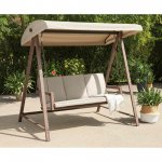 Better Homes & Gardens Willow Springs Canopy Steel Porch Swing Brown and Tan