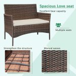 Devoko 4 Pieces Outdoor Patio Conversation Set PE Rattan Wicker Furniture Set, Brown/Beige