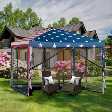 Costway 10'x10' Folding Pop Up Tent Gazebo Canopy Mesh Sidewall