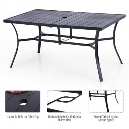 Sophia & William 6-seat Outdoor Metal Table with Adjustable Umbrella Hole 1.57" or 1.9"