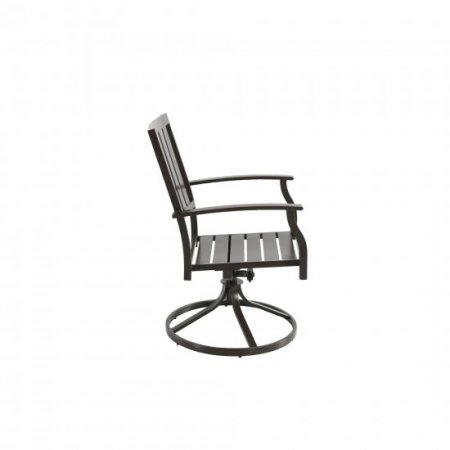 Better Homes & Gardens Camrose Farmhouse Brown Steel Outdoor Patio Swivel Chairs, Set of 2