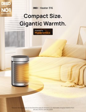 Dreo Space Heaters for Inside, Portable Electric Heater for Home with Thermostat, 1-12H Timer, Eco Mode and Fan Mode, 1500W PTC Ceramic Fast Safety Energy Efficient Heater for Office Bedroom, Silver