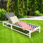 Costway 2PCS Patio Lounge Chair Chaise Adjustable Reclining Chair Garden Wheel