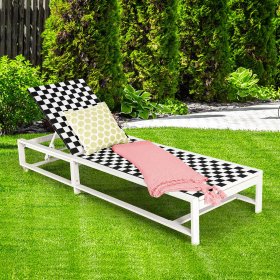 Costway 2PCS Patio Lounge Chair Chaise Adjustable Reclining Chair Garden Wheel