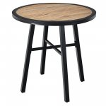 Costway 29 Patio Round Bistro Metal Table Wood-Like Top Garden Deck Backyard