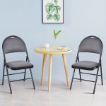 Costway Set of 6 Folding Chairs Fabric Upholstered Padded Seat Metal Frame Home Office