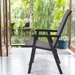 Costway Set of 4 Outdoor Patio Folding Chairs Camping Deck Garden Pool Beach W/Armrest