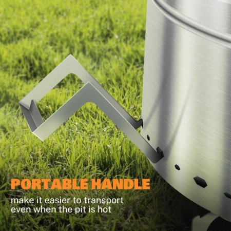 19 Inch Smokeless Fire Pit, 304 Stainless Steel Fire Pit with Carry Bag, Portable Smokeless Fire Pit with Removable Ash Pan, Wood Burning Fire Pits for Camping Backyard Patio Garden Picnic