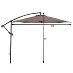 Costway 10' Hanging Umbrella Patio Sun Shade Offset Outdoor Market W/t Cross Base Tan