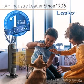 Lasko 22" Smart Tower Heater Powered by Aria, WiFi, Works with Alexa, Google, Black, AR122
