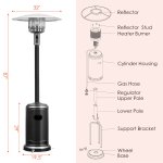 Costway 50000 BTU Propane Patio Heater Standing Steel with Wheels Black