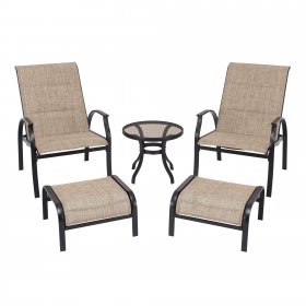Mainstays Highland Knolls 5 Piece Outdoor Patio Furniture Chat Set, Beige