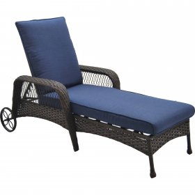 Better Homes & Gardens Colebrook Multiple Positions Wicker Outdoor Chaise Lounge Blue