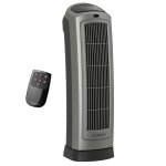 Lasko 22" 1500W Oscillating 2- Speed Ceramic Tower Space Heater with Remote, Gray, 5538