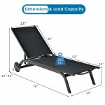 Costway 2PCS Outdoor Patio Lounge Chair Chaise Recliner Aluminum Fabric Adjustable Black