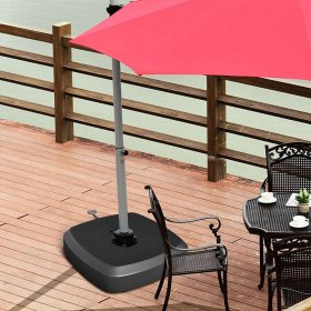 Costway 330LBS Umbrella Weight Base Water/Sand Filled Offset Umbrella Foot Pedal W/Wheel