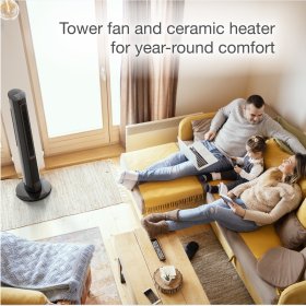 Lasko 1500W All Season Tower Fan & Space Heater with Timer and Remote, FH620, Black, New
