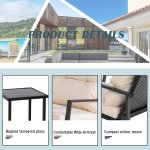 Lacoo 3 Pieces Patio Furniture Set Rocking Wicker Bistro Sets Modern Outdoor Rocking Chair Furniture Set Cushioned PE Rattan Chairs Conversation Set with Glass Coffee Table, Black