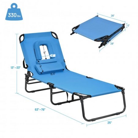 Costway Patio Foldable Chaise Lounge Chair Bed Outdoor Beach Camping Recliner Pool Yard