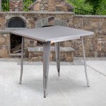 Flash Furniture Commercial Grade 31.5" Square Silver Metal Indoor-Outdoor Table