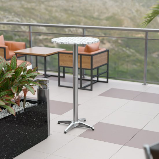 Flash Furniture 23.5\" Round Aluminum Indoor-Outdoor Bar Height Table