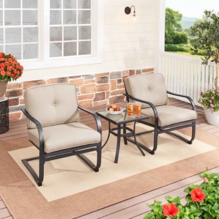 Mainstays Forest Hills 3-Piece Outdoor Patio Bistro Set, Beige