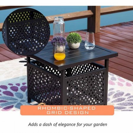 Sophia & William Patio Square E-coated Black Metal Side Table