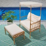 Better Homes & Gardens Willow Sage 2 Piece All-Weather Wicker Outdoor Canopy Chair and Ottoman Set, Beige