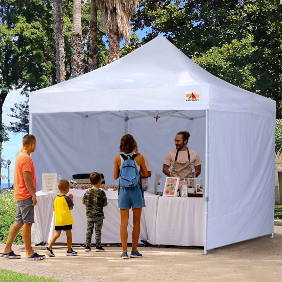 ABCCANOPY 10 ft x 10 ft Metal Pop-Up Commercial Canopy Tent with walls, White