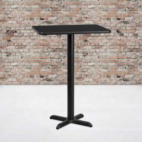 Flash Furniture 24" x 30" Rectangular Black Laminate Tabletop with 22" x 22" Bar Height Table Base