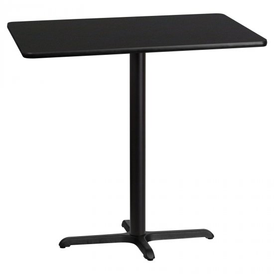 Flash Furniture 30 x 42 Rectangular Black Laminate Table Top with 23.5 x 29.5 Bar Height Table Base