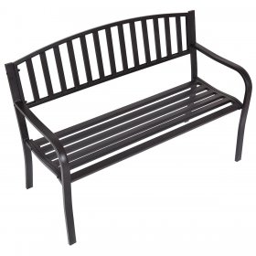 Costway 50 Patio Garden Bench Park Yard Outdoor Furniture Steel Slats Porch Chair Seat