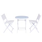 Costway 3 PCS Folding Bistro Table Chairs Set Garden Backyard Patio Furniture White