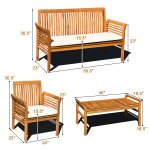 Costway 4 PCS Outdoor Acacia Wood Sofa Furniture Set Cushioned Chair Coffee Table Garden