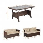 Costway 3PCS Rattan Dining Set Patio Furniture 6 Seats Sofa Cushioned