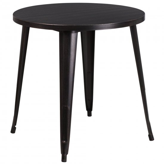 Flash Furniture Commercial Grade 30\" Round Black-Antique Gold Metal Indoor-Outdoor Table