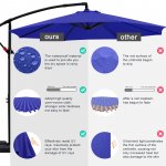 ABCCANOPY 9 FT Patio Umbrellas with Crank & Cross Base for Garden, Backyard, Pool and Beach, 12+ Colors(blue)