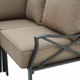 Mainstays Sandhill 7-Piece Outdoor Patio Sofa Sectional Set, Beige, Metal