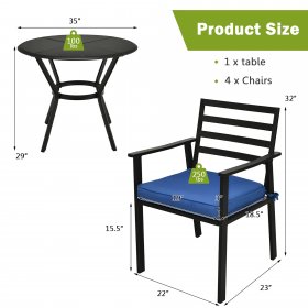 Costway 5PCS Outdoor Patio Dining Chair Table Set Cushioned Sofa Glass Garden