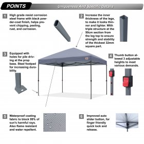ABCCANOPY Durable Easy Pop Up Canopy Tent 8x8Ft,Gray