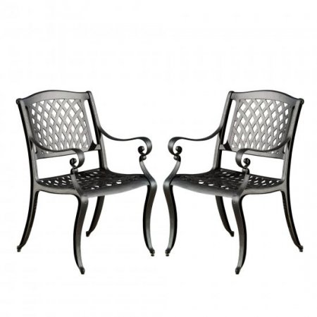 Black Sand Cast Aluminum Outdoor Chairs (Set of 2)