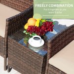 Devoko Patio Conversation Set Outdoor Furniture Set PE Rattan Wicker Chairs and Table Set of 3, Brown/Beige