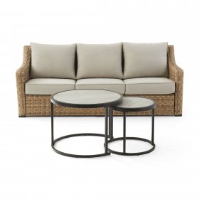 Better Homes & Gardens River Oaks 3-Piece Sofa & Nesting Table Set with Patio Cover