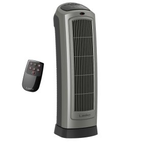 Lasko 22" 1500W Oscillating 2- Speed Ceramic Tower Space Heater with Remote, Gray, 5538