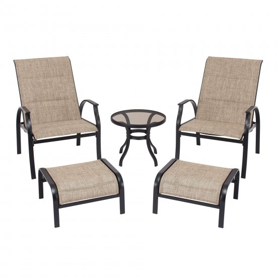 Mainstays Highland Knolls 5 Piece Outdoor Patio Furniture Chat Set, Beige