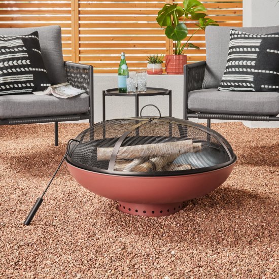 Mainstays 32\" Round Terra-Cotta & Black High-Resistance Finish Steel Fire Pit