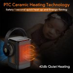 ALROCKET Space Heaters, 950W/600W Portable Electric Heater for Indoor Use,70 Oscillation,Black