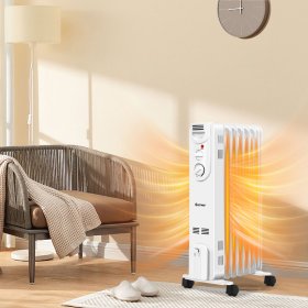 Costway 1500W Electric Oil Filled Radiator Space Heater 5-Fin Thermostat Room Radiant