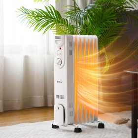 Costway 1500W Electric Oil Filled Radiator Space Heater 5-Fin Thermostat Room Radiant